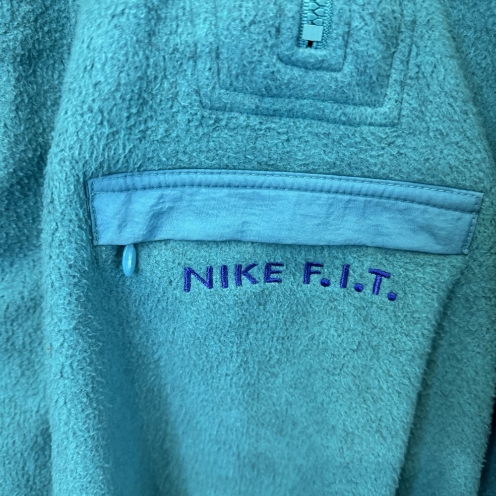 Vintage 90s Nike F.I.T. Teal Blue Half-Zip sherpa Fleece Pullover Jacket Large - Picture 4 of 8